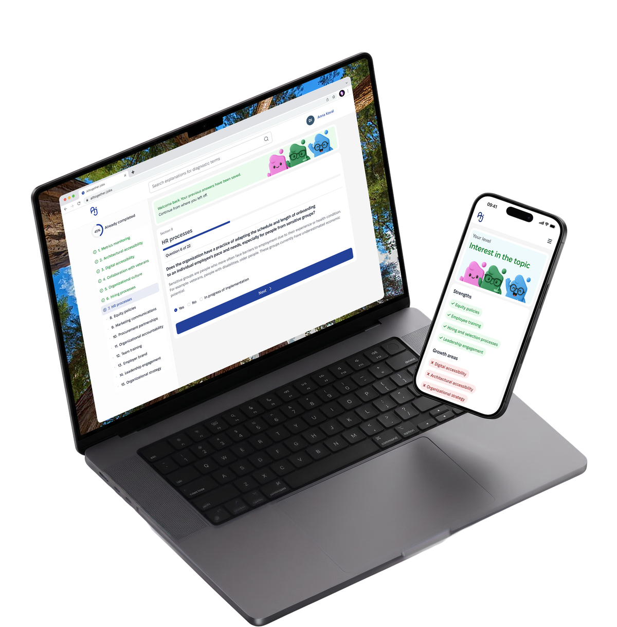 ATJ DEI Audit shown on laptop and mobile