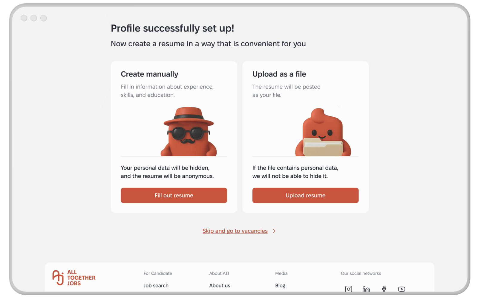 Create CV at onboarding screen