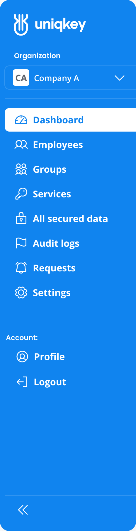 Redesigned Uniqkey navigation menu