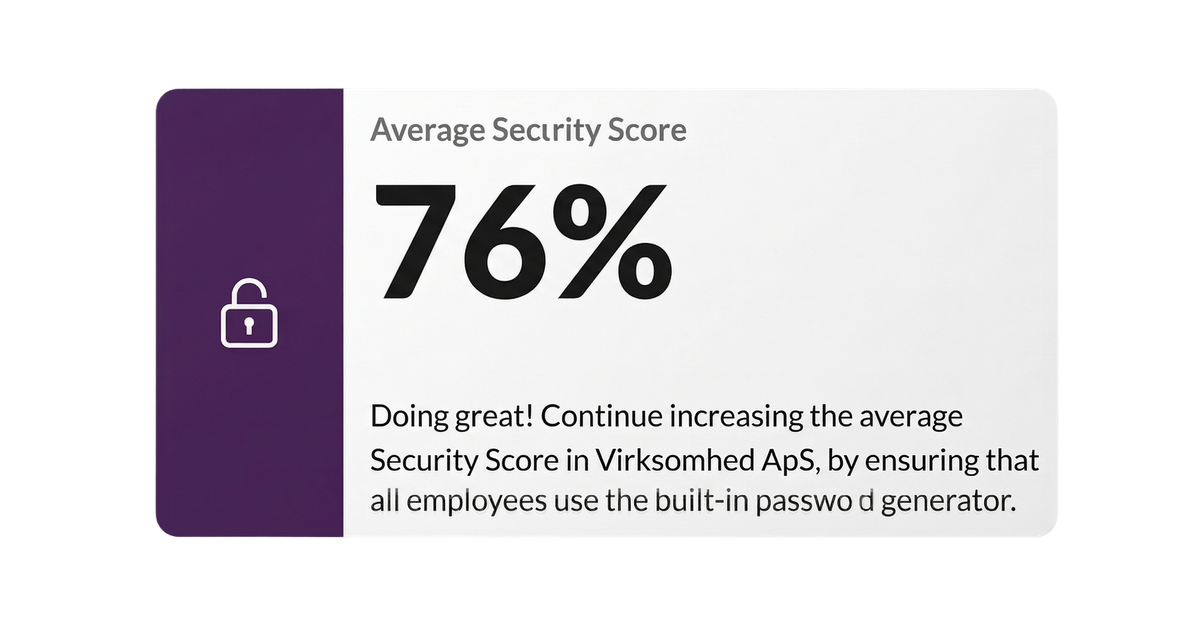 First-generation average security score, shown as a single 76% number
