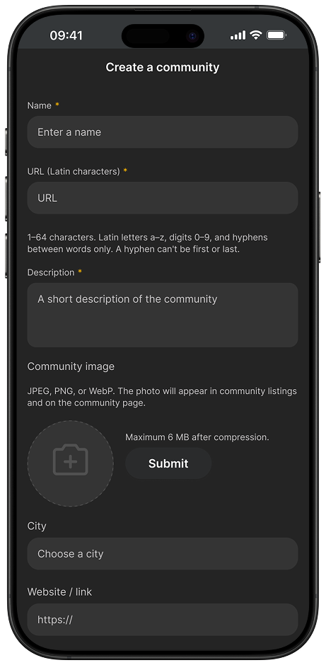 Create-community form