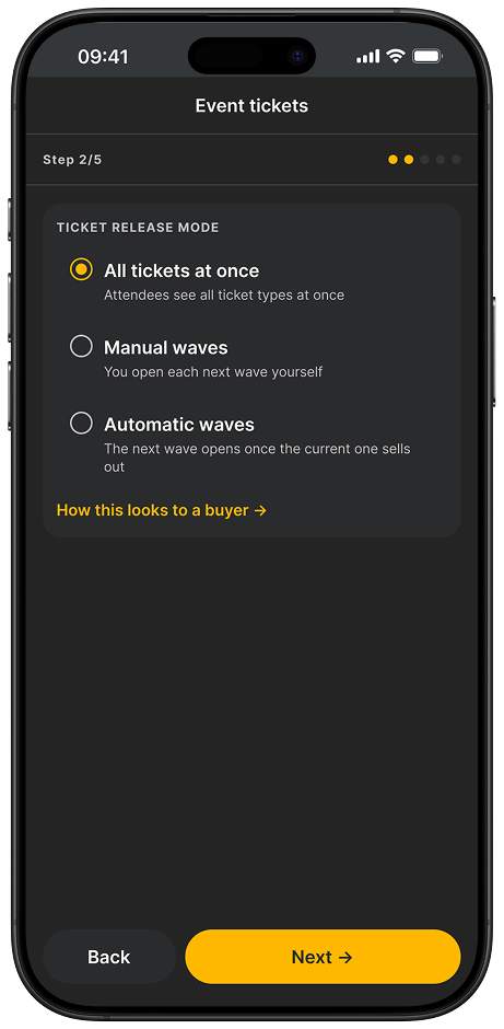 Ticket wave list